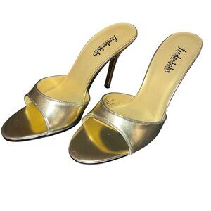 Fredericks of Hollywood Vintage 1990s Womens Mule Size 7.5 Gold Stiletto New